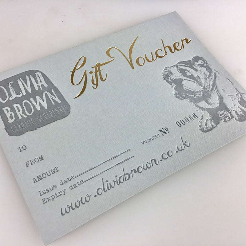 Gift voucher medium dog head sculpture