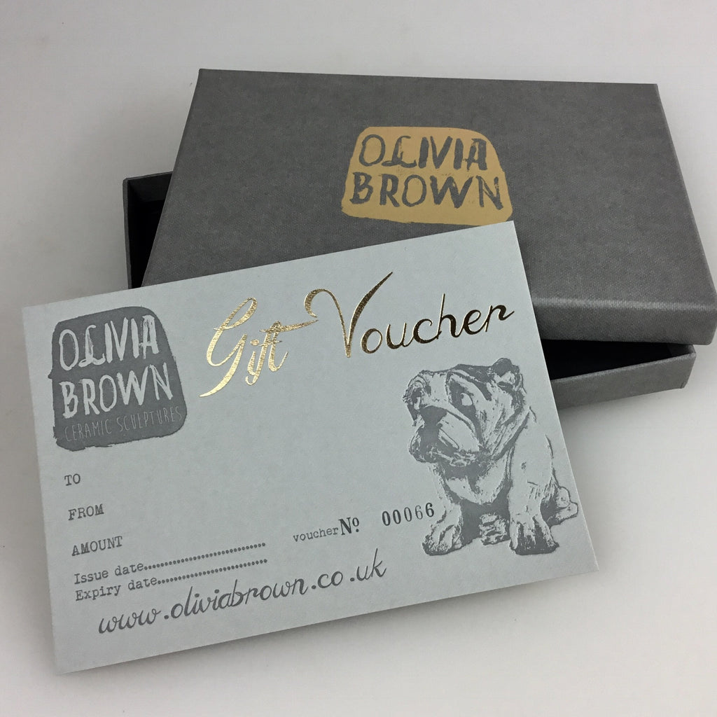 Gift voucher medium dog head sculpture