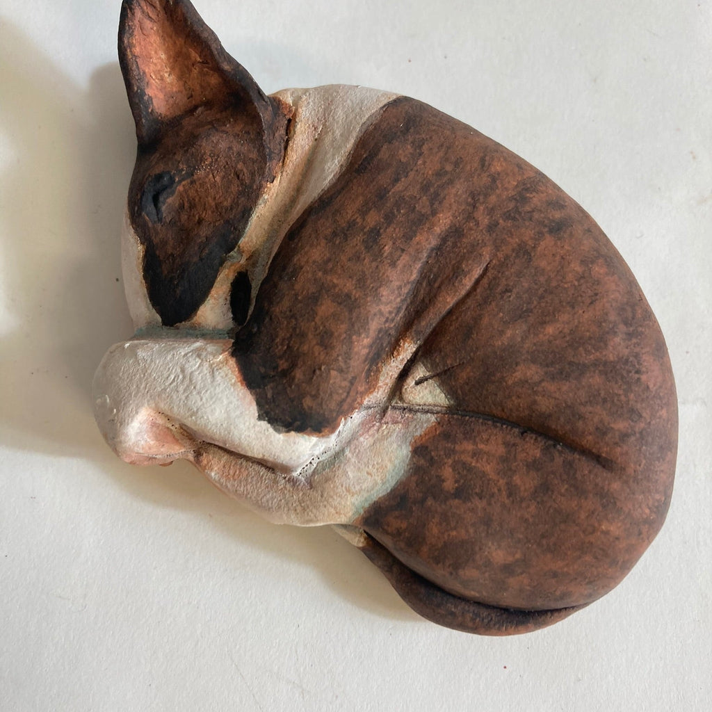 Tiny bull terrier tuck sculpture made to order 7cm